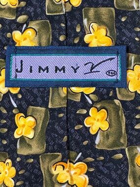 VTG Jimmy V Lesley Visser Collection Silk Tie Clover Geometric Green Yellow